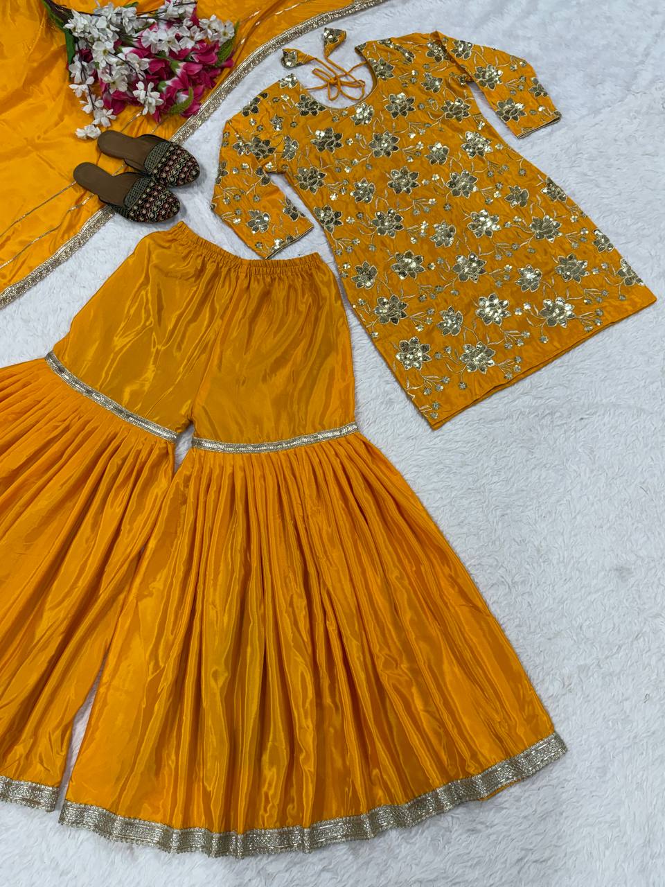 Luxe Mustard Embellished Haldi Ensemble